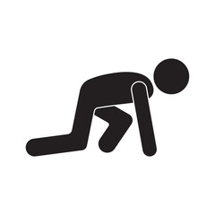 flat icon vector of a person getting ready to start running