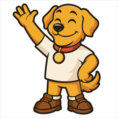 A cute cartoon dog mascot wearing a shirt, medal, and shoes with multiple fun poses. This friendly puppy character spreads joy, positivity, and energy, perfect for design, branding, or animation.