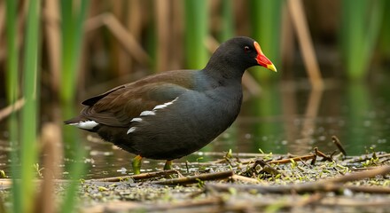 Marsh bird perched on wetland