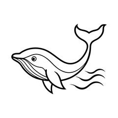 Whale with ocean waves, abstract line art