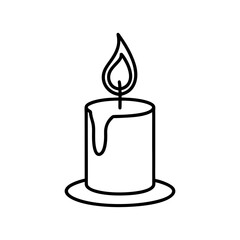 vector illustration of burning candle line art