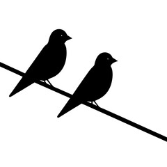 Birds sitting on wire, minimal silhouette
