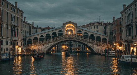Naklejka premium Venice bridge at dusk