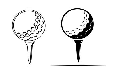 Golf Ball on Tee Icon — Sports, Golfing Equipment, Outdoor Recreation, Athlete Symbol