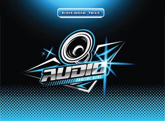 Dynamic audio logo design with vibrant blue accents and editable text for modern sound brands and music events