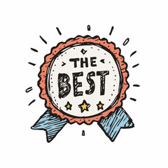 Handdrawn Sketch Rosette Award Best Quality Guarantee Seal Illustration