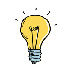 Hand Drawn Cute Light Bulb Energy Saving Concept Illustration