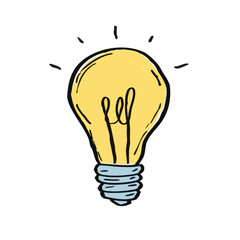 Hand Drawn Yellow Lightbulb Idea Generation Energy Saving Icon Element
