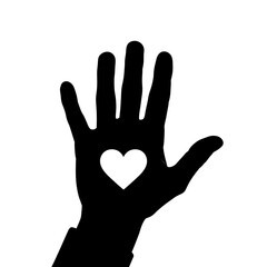 Obraz premium Hand Showing Heart Silhouette on Palm Symbolizing Love