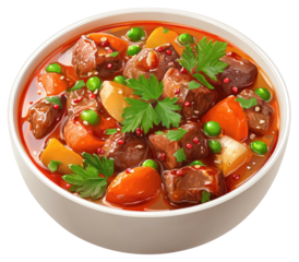 Close-up of hearty stew in a bowl