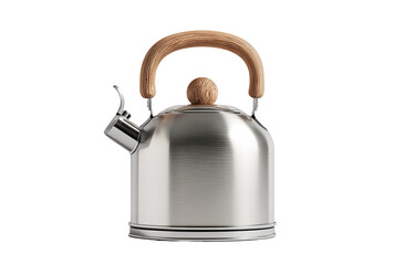Obraz premium Stainless steel kettle with wooden handles