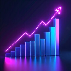 A vibrant bar chart displaying increasing values, with a bold arrow pointing upwards, symbolizing growth and progress in data analysis.