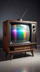 Vintage TV with static screen