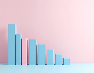 A vibrant bar chart featuring alternating blue and pink bars, prominently displayed atop a grid-like graph background, showcasing data trends visually.