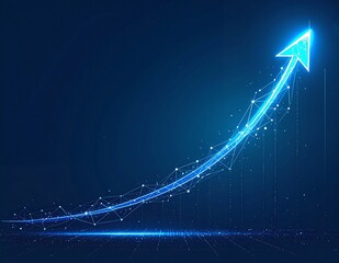 A vibrant blue arrow adorned with intricate lines and dotted patterns, pointing right against a clean white background, symbolizing direction and progress.