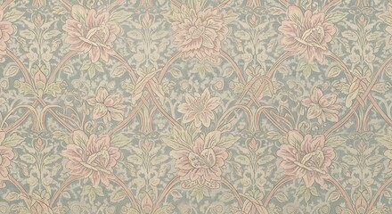 Vintage floral wallpaper with delicate pastel hues creating a timeless aesthetic