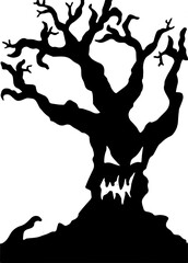 vector illustration halloween ghost tree,Halloween trees silhouette vector flat illustration design.