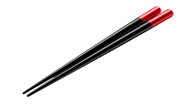 Pair of black chopsticks with red tips (1) - Powered by Adobe