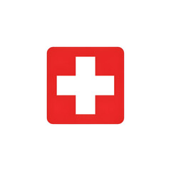 Obraz premium A white cross on a red square background, representing a medical or first aid symbol.