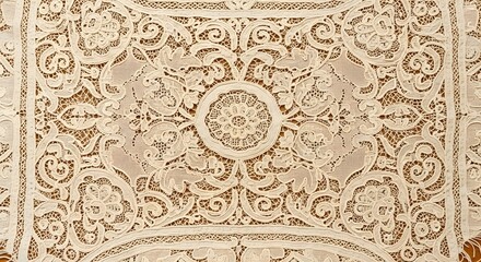 Obraz premium Delicate floral lacework elegance, vintage textile with intricate patterns texture