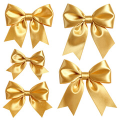 Six gold satin bows in various sizes