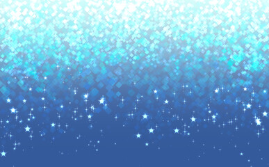 青色の四角と星のキラキラグラデーション背景
