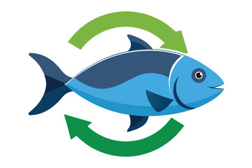 Obraz premium Blue Fish with Green Recycling Arrows marine life aquatic