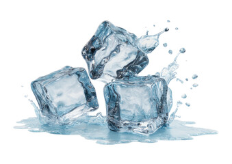 Obraz premium Ice cubes splashing in water