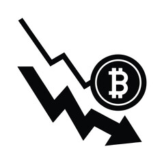 Bitcoin Arrow Down Crash Icon
