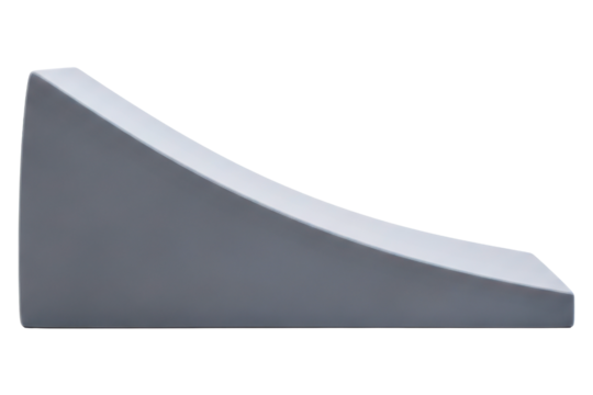 Minimalist gray display stand with a smooth curved surface on a transparent background