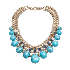 Obraz premium Turquoise beaded necklace with gold chain