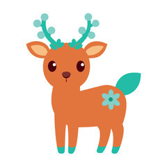 Vector art Deer with a christmas tree