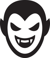 Vampire face with sharp teeth silhouette icon, spooky and horror design for Halloween, fantasy, and gothic themes.