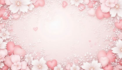 Romantic pink floral hearts background, perfect for valentine's day, love letters, or wedding invitations