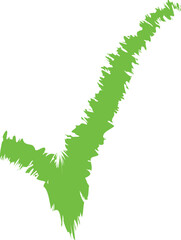 A vector illustration of a green check mark symbol with a leaf design, often isolated on white, signifying ecology and nature