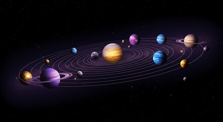 Solar system planets orbiting