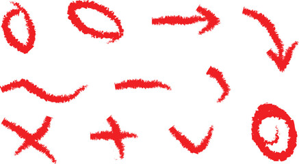 Hand drawn red arrow set with love and holiday design elements