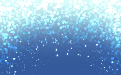 青色の四角と星のキラキラグラデーション背景 ゆるやかな円形
