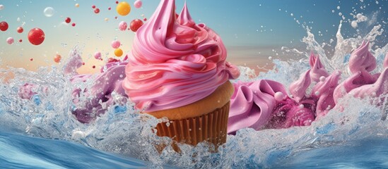 cupcake, vibrant pink frosting, splashing water, floating hearts, magical, fantasy, whimsical, dreamlike, hyper-realistic, 8k, highly detailed, intricahigh resolution, hyperdete, cinematic, 3d render
