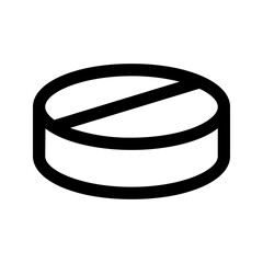 A simple flat pill icon with a clean, minimal design, black and white, symbolizing medicine or healthcare.