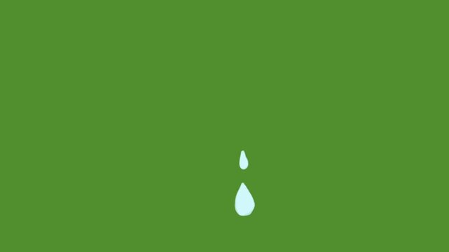 Water drop falling animation against a green background. Water Splash