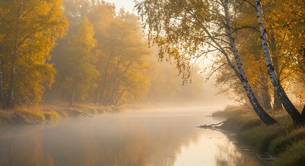 Fototapeta premium Autumnal river mist