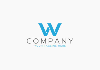 Modern Blue Interlocking Letter W Logo, Simple Minimal Design