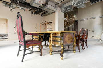 wooden table and chair