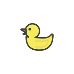 Yellow Rubber Duck Icon - Simple and Cute Cartoon Style for Playful Designs