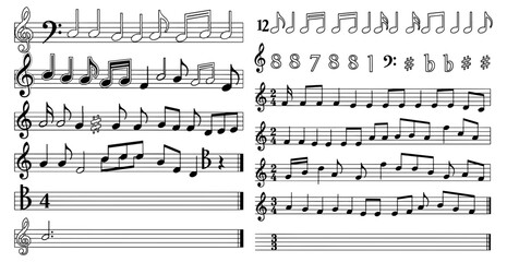 Vector art of collection of musical notes and symbols music notation elements set © msmdesign