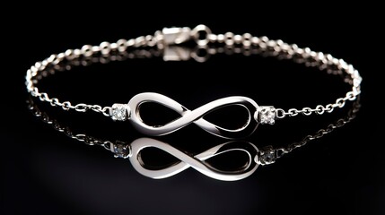 A photo of a silver infinity anklet. ,