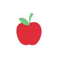 Simple Illustration of a Red Apple with a Green Leaf, Perfect for Educational Projects