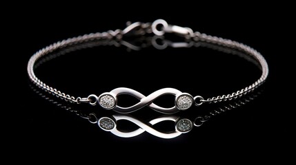 A photo of a silver infinity anklet. ,