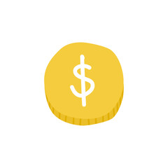 Hand-drawn illustration of a golden coin with a dollar sign, symbolizing wealth and currency